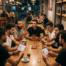Mafia played with a group of friends in a cafe